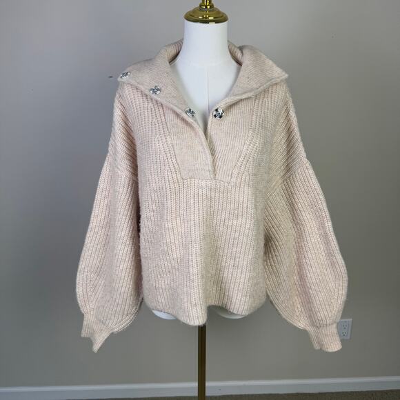 Topshop Knit Snap Collar Long Sleeve Sweater US Women's 8 - Picture 3 of 9